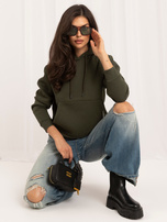 Khaki dresowa damska bluza basic z kapturem RUE PARIS