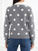 Szary damski sweter polo w grochy 