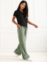 Czarny t-shirt jednokolorowy basic z dekoltem w serek Severine 