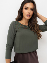 Khaki elegancka bluzka z koronką 