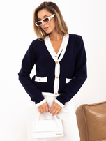 Granatowy elegancki sweter 2w1 z kamizelką 