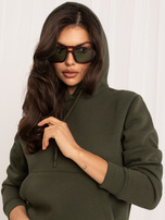 Khaki dresowa damska bluza basic z kapturem RUE PARIS