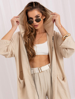 Beżowa bluza oversize z suwakiem RUE PARIS 
