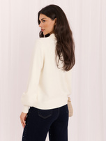 Ecru elegancki sweter typu polo