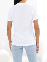 Biały bawełniany t-shirt basic z dekoltem V