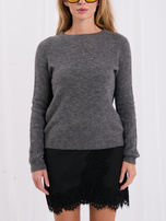 Ciemnoszary sweter basic z domieszką baby alpaki 
