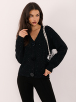 Czarny rozpinany sweter z cekinami 