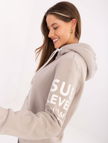 Beżowa bluza kangurka z napisami SUBLEVEL
