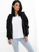 Czarna damska bluza basic z ociepleniem 