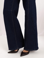 Granatowe jeansy wide leg z ozdobnym przeszyciem