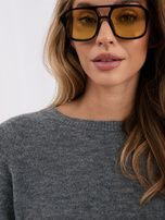 Ciemnoszary sweter basic z domieszką baby alpaki 