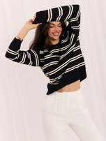 Czarny damski sweter w paski w stylu old money