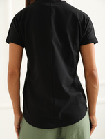 Czarny t-shirt jednokolorowy basic z dekoltem w serek Severine 