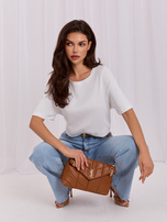 Biały t-shirt basic w jednolitym kolorze RUE PARIS
