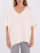 Ecru damski sweter oversize o kroju nietoperza