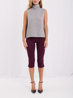 Burgundowe eleganckie spodnie capri z wysokim stanem
