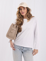 Biały damski longsleeve basic z okrągłym dekoltem