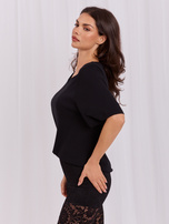 Czarny bawełniany t-shirt basic RUE PARIS