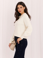 Ecru elegancki sweter typu polo