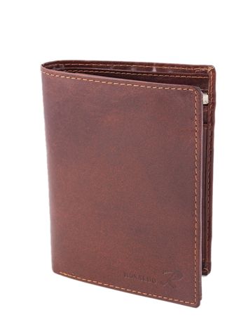 Brązowy miękki skórzany portfel męski 