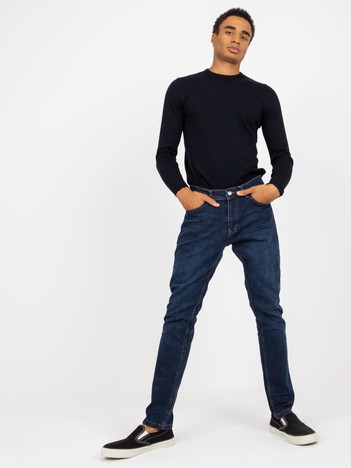 Ciemnoniebieskie męskie spodnie jeansowe slim fit 