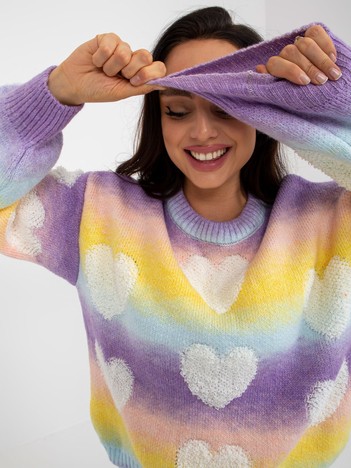 Klasyczny sweter damski ombre z aplikacją 