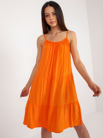 Pomarańczowa zwiewna sukienka na ramiączkach OCH BELLA 