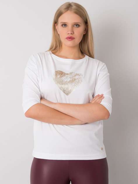 Biała bluzka plus size z nadrukiem Angelique