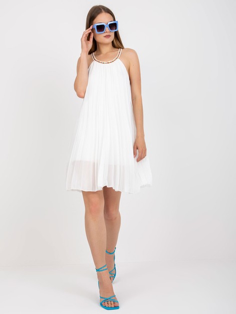 Biała plisowana sukienka one size z podszewką 