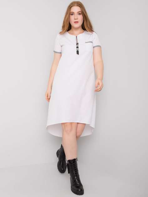 Biała sukienka plus size z bawełny Viana