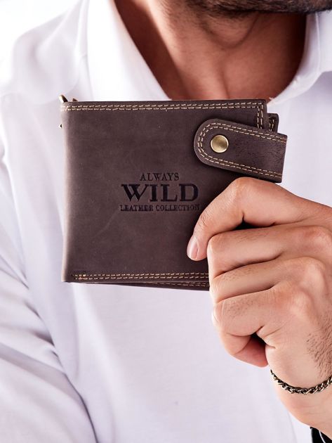 Brązowy portfel męski skórzany z łańcuszkiem