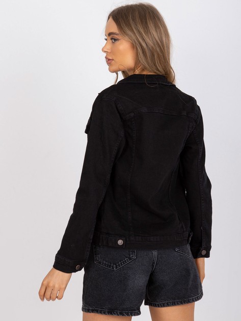 Czarna kurtka jeansowa z zapięciem na guziki RUE PARIS 