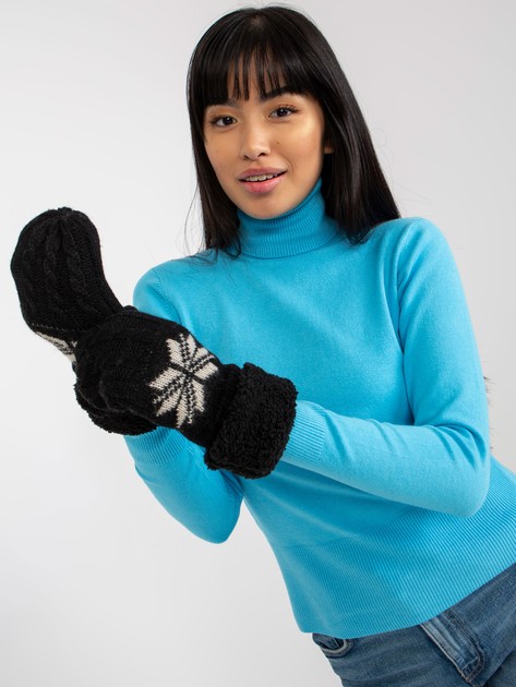 Czarne ocieplane rękawiczki zimowe z jednym palcem