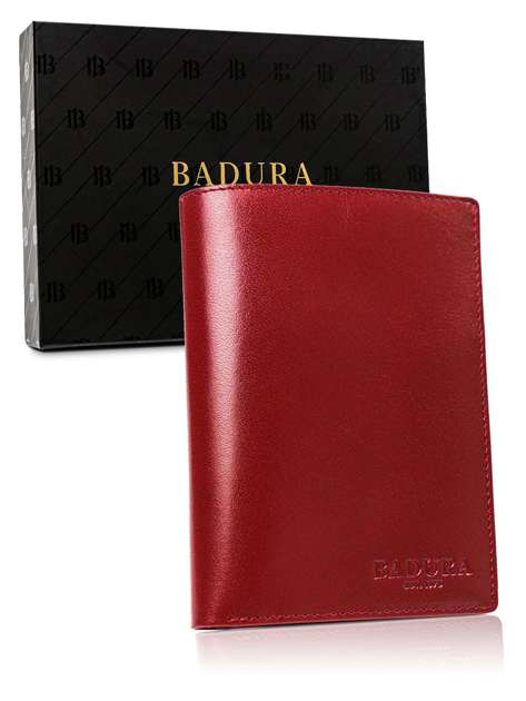 Czerwony portfel męski ze skóry BADURA