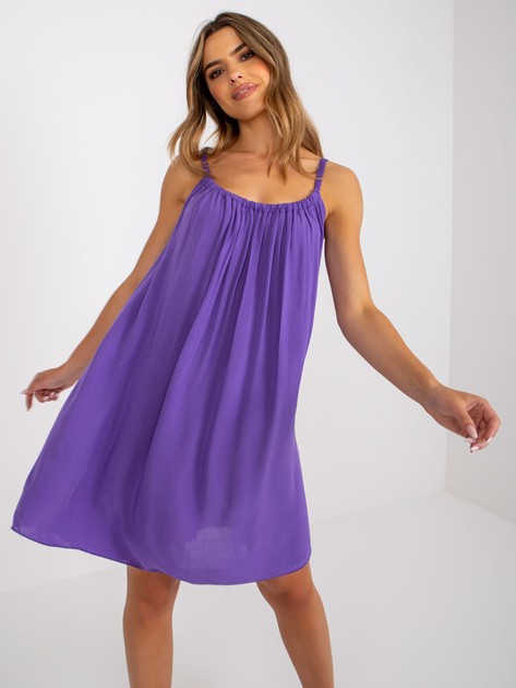 Fioletowa sukienka na ramiączkach z wiskozy Polinne OCH BELLA 