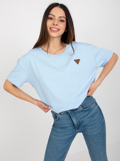 Jasnoniebieska damska bluzka oversize z bawełny 