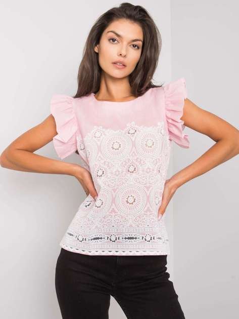 Różowa bluzka z falbankami Kyan