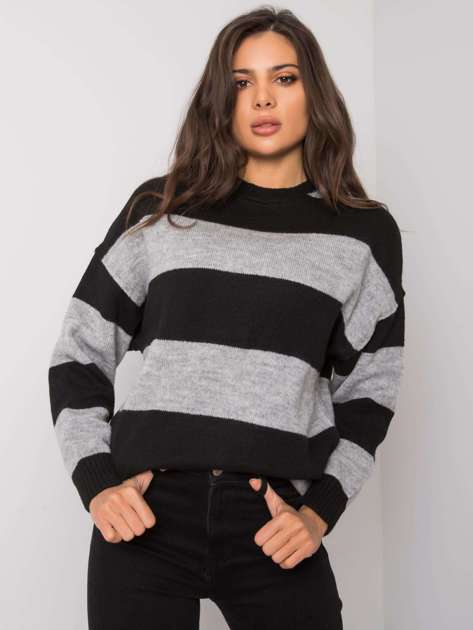 Szaro-czarny sweter w paski Nine 