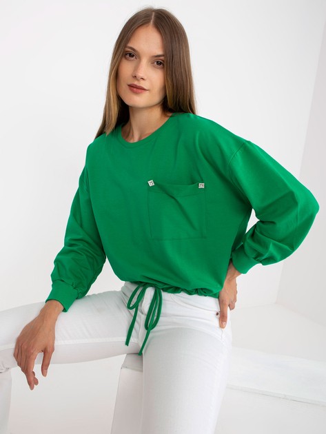 Zielona bawełniana bluza bez kaptura ze ściągaczem RUE PARIS