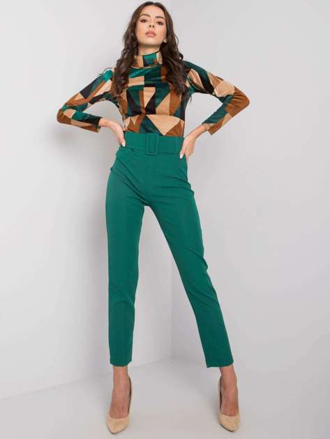 Zielone spodnie z paskiem Aurella